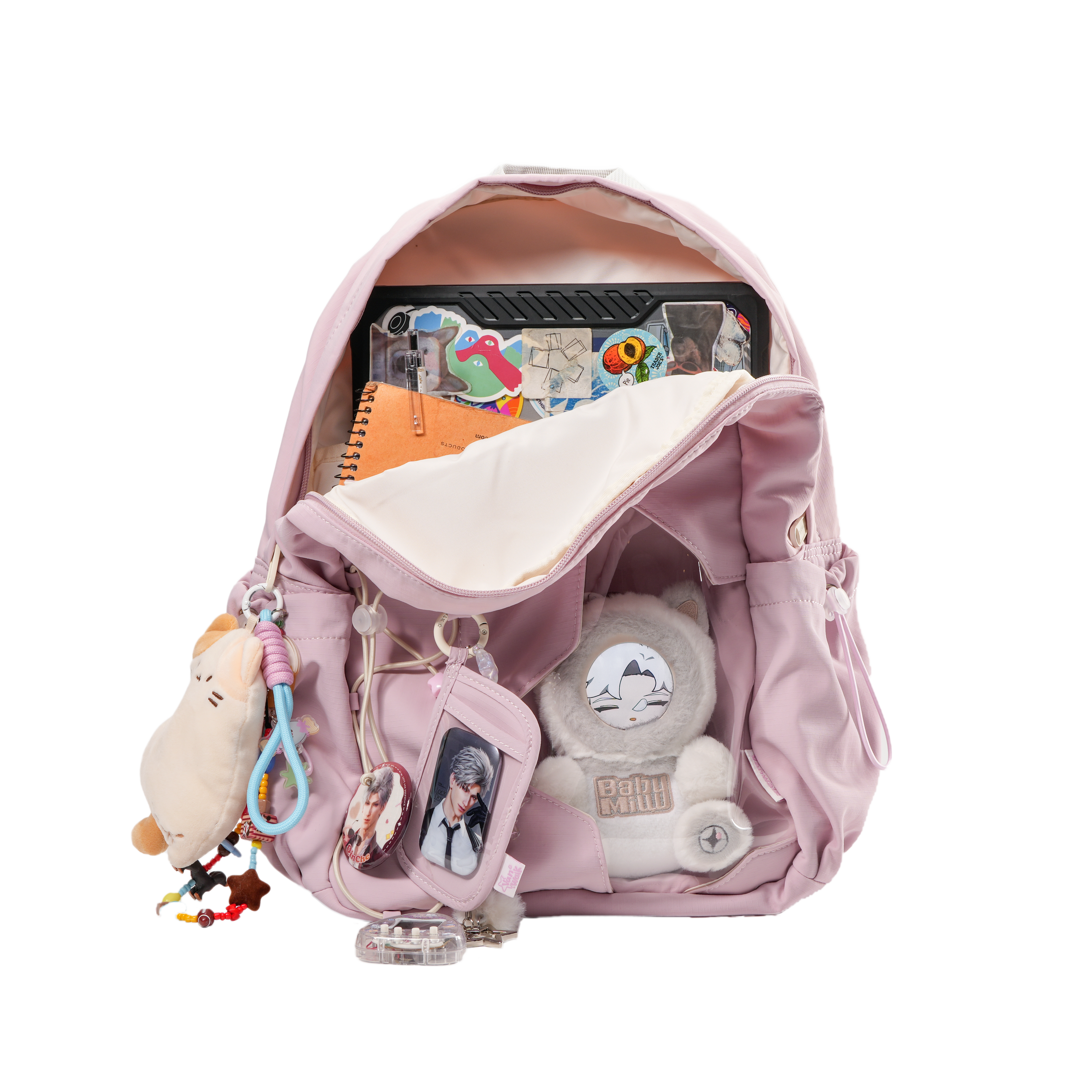 Milulu charm on backpack